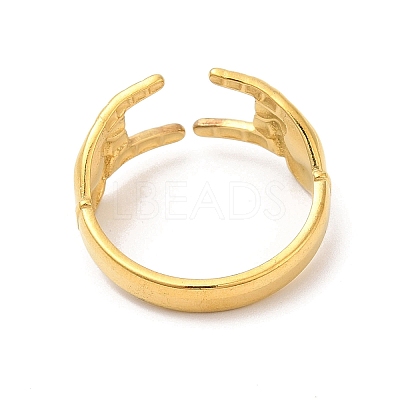 Ion Plating(IP) 304 Stainless Steel Hands Open Cuff Rings for Women X-RJEW-L107-002G-1
