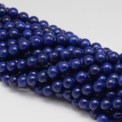 Dyed Round Natural Lapis Lazuli Beads Strands G-K081-4mm-1