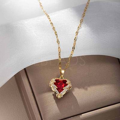 Heart 304 Stainless Steel Pendant Necklaces FS-WGE3147-04-1