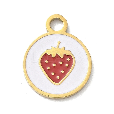 304 Stainless Steel Fruit Enamel Pendants STAS-G362-04G-07-1