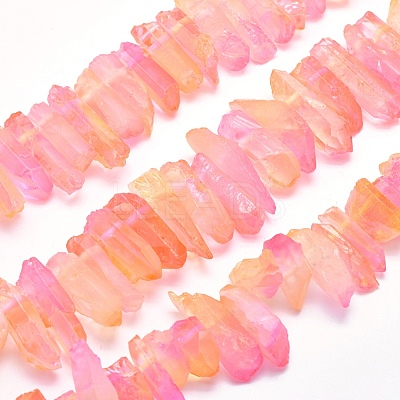 Electroplated Natural Quartz Crystal Beads Strands G-P368-06C-1