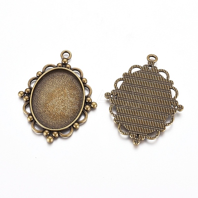Tibetan Style Pendant Cabochon Settings TIBEP-K020-28AB-NF-1