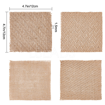 12Pcs 4 Style Square Jute Braided Mats AJEW-DR0001-12-1