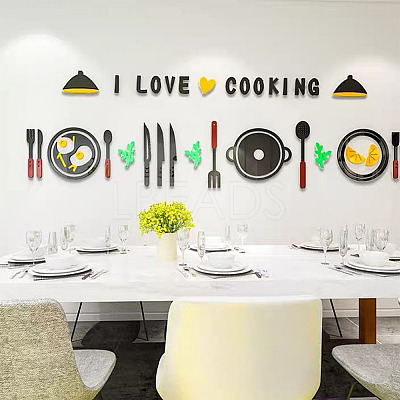 3D Tableware Theme Acrylic Self-adhesion Mirror Wall Stickers EL-TAC0001-11-1