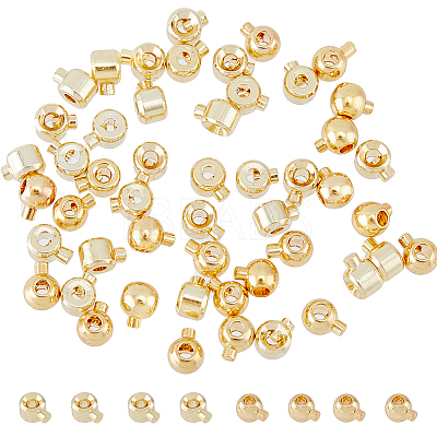 50Pcs 2 Style Brass Crimp Beads KK-HY0002-84-1