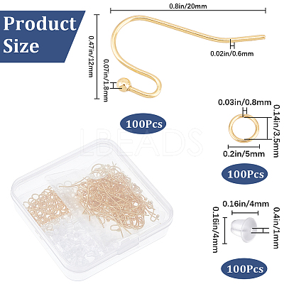 100Pcs 304 Stainless Steel Earring Hooks DIY-SP0001-03-1