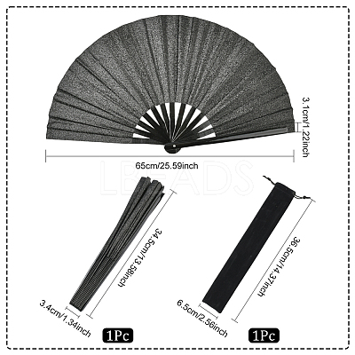 1Pc Bamboo with Oxford Fabric Glitter Powder Folding Fans AJEW-SP0003-77B-1