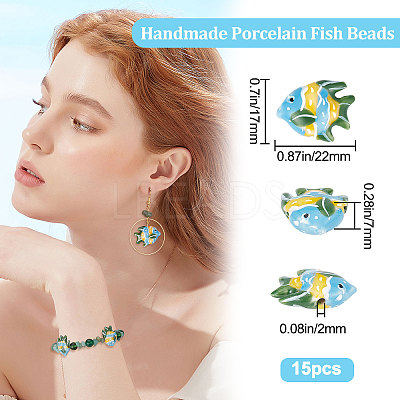 15Pcs Handmade Porcelain Beads PORC-BBC0001-01C-1