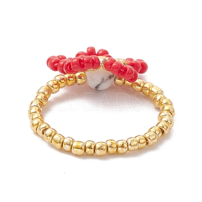 Round Seed Beads with Gemstone Beads Rings RJEW-MZ00015-05-1