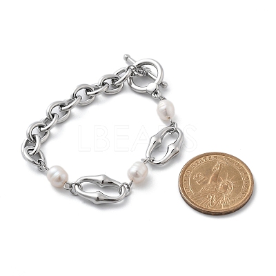 Stainless Steel Cable Chains Link Bracelets BJEW-F485-02P-1