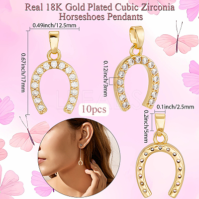 10Pcs Brass Micro Pave Cubic Zirconia Pendants KK-BBC0019-39-1