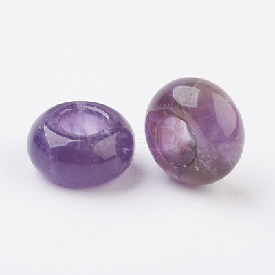 Natural Amethyst European Beads G-G740-14x8mm-13-1