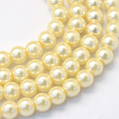 Baking Paint Pearlized Glass Pearl Round Bead Strands HY-Q003-4mm-21-1