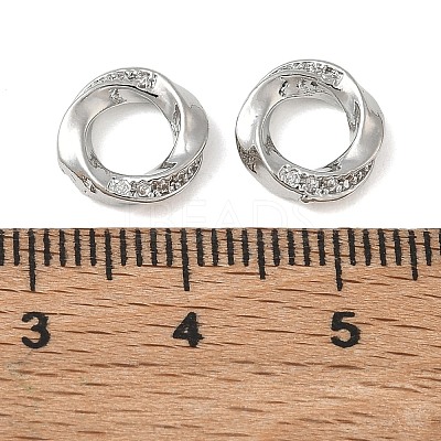 Brass Micro Pave Clear Cubic Zirconia European Beads CU-CBAC675-10P-1