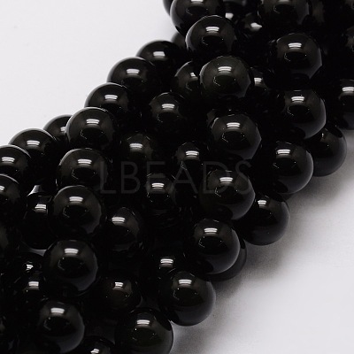 Natural Obsidian Round Beads Strands LS-G-E329-6mm-37-1