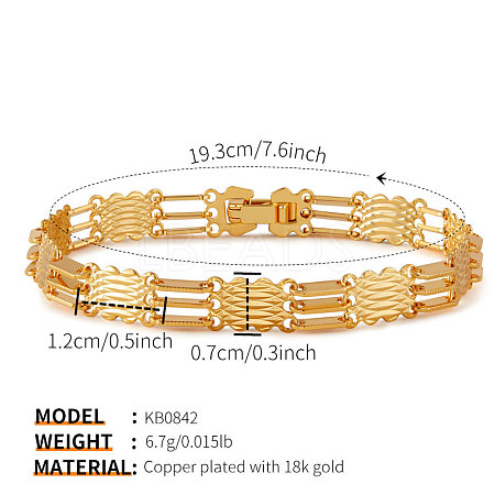Brass Link Chain Bracelets for Women WGA76CD-01-1