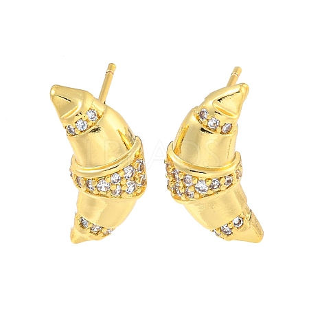 Rack Plating Brass Micro Pave Cubic Zirconia Stud Earring EJEW-C102-15G-01-1
