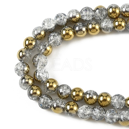 1Strand Electroplated Crackle Glass Beads Strands EGLA-YW0005-45D-1