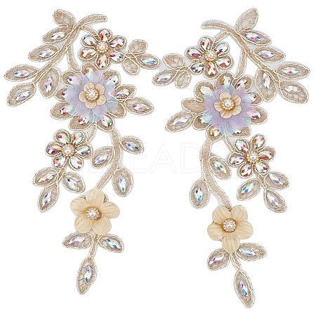 Polyester Rhinestone Embroidery Sew on Appliques DIY-WH20010-40-1-1
