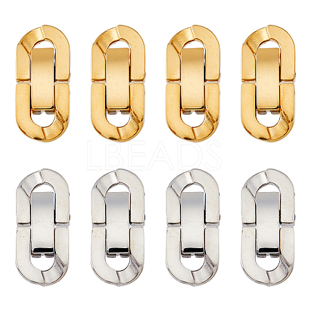 Unicraftale 8 Sets 2 Colors 304 Stainless Steel Fold Over Clasps STAS-UN0046-68-1