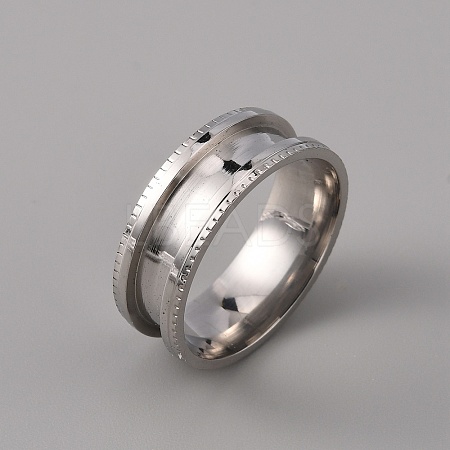 201 Stainless Steel Grooved Finger Ring Settings STAS-WH0027-26E-P-1