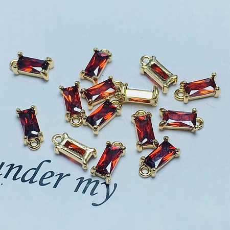 Golden Plated Brass Cubic Zirconia Charms ZIRC-WH0015-01G-12-1
