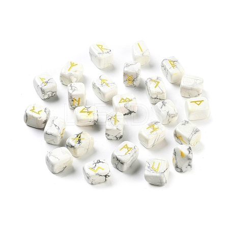 Rectangle Natural Howlite Rune Stones G-Z059-01B-1