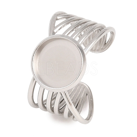 304 Stainless Steel Open Cuff Ring Components STAS-F366-06B-P-1