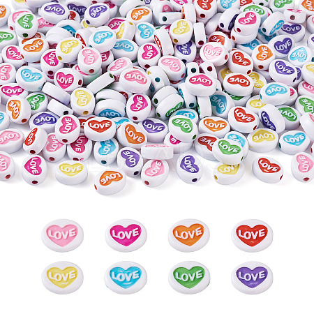 200Pcs Valentine's Day Opaque Acrylic Beads MACR-CW0001-13-1