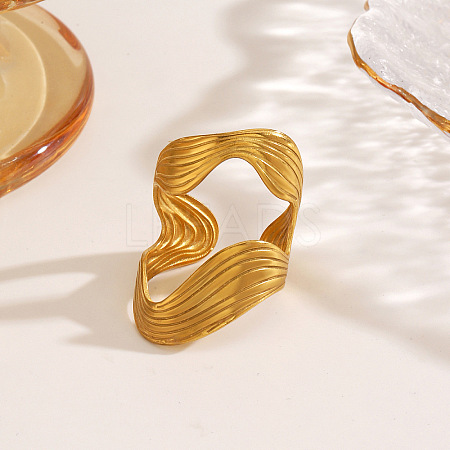Wave Shape 304 Stainless Steel Cuff Rings for Women FS-WG77DEA-01-1
