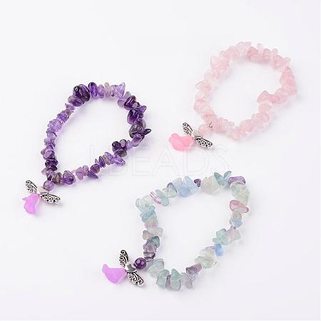 Natural Mixed Stone Stretch Bracelets BJEW-JB02527-1