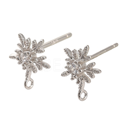 Rhodium Plated 925 Sterling Silver Ear Stud Findings STER-F058-01P-05-1