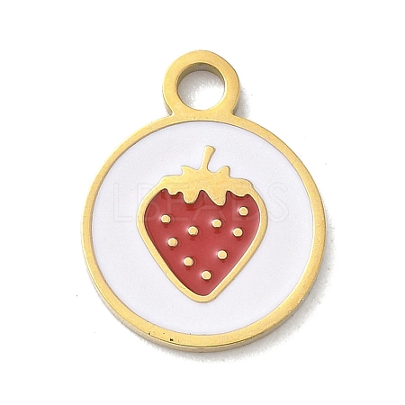 304 Stainless Steel Fruit Enamel Pendants STAS-G362-04G-07-1
