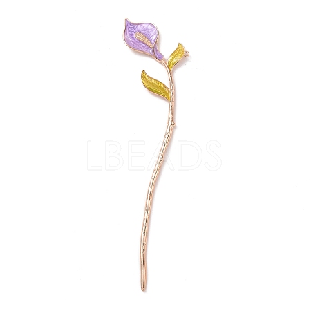 Alloy Enamel Flower Hair Sticks OHAR-PW0006-25G-1