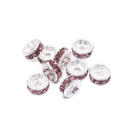 Rondelle Brass Rhinestone Spacer Beads FS-WG29681-36-1