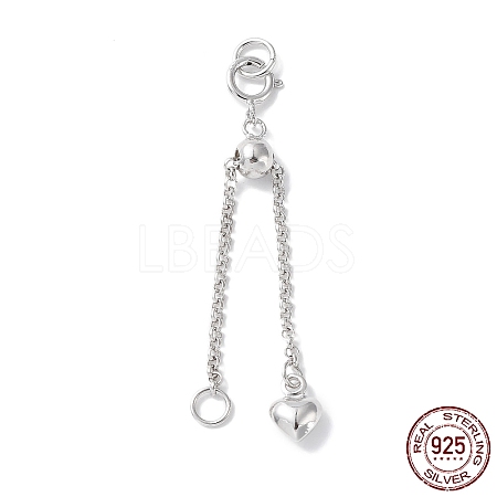 Rhodium Plated 925 Sterling Silver Ends with Chains STER-P050-05P-1