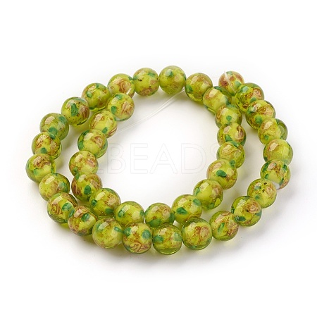Handmade Gold Sand Lampwork Beads Strands LAMP-P051-D03-1