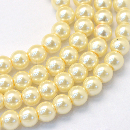 Baking Paint Pearlized Glass Pearl Round Bead Strands HY-Q003-4mm-21-1