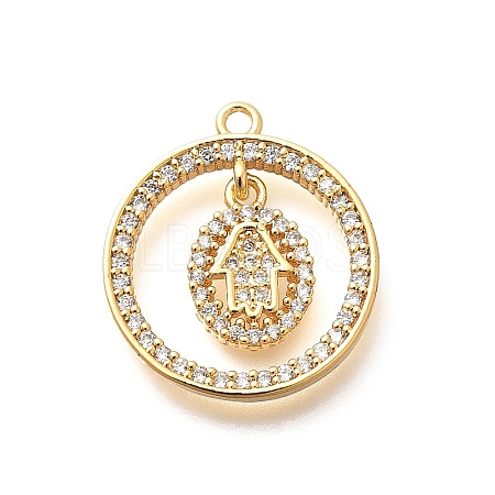 Brass Micro Pave Cubic Zirconia Pendants KK-G519-07G-06-1