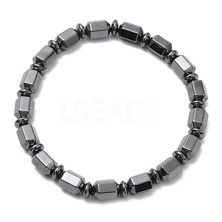 Synthetic Non-Magnetic Hematite Column Beaded Stretch Bracelets BJEW-E080-04A-1