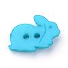 2-Hole Opaque Solid Color Bunny Acrylic Buttons BUTT-S020-35-4