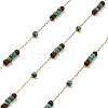 Medium Aquamarine Rondelle Glass Seed Beaded Link Chains CHS-G028-13G-1