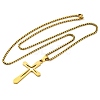 304 Stainless Steel Cross Pendant Necklaces NJEW-S007-01G-3