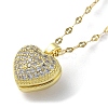 Brass with Rhinestone Heart Locket Necklaces with Plastic Pearl Inside NJEW-Z026-02G-4