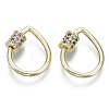 Brass Micro Pave Cubic Zirconia Screw Carabiner Lock Charms KK-R136-069E-NF-1