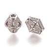 Hollow Brass Micro Pave Clear Cubic Zirconia Beads ZIRC-L075-65A-2