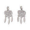 Brass Micro Pave Clear Cubic Zirconia Pendants KK-E068-VC055-1