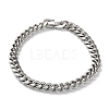 304 Stainless Steel Cuban Link Chain Bracelets for Men BJEW-Z081-01P-02-4