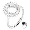 1Pc Adjustable 925 Sterling Silver Rhinestone Ring Components FIND-BC0041-69-1