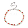 Faceted Bicone Imitation Austrian Crystal & Round Shell Pearl Beaded Bracelets for Women BJEW-JB10770-1